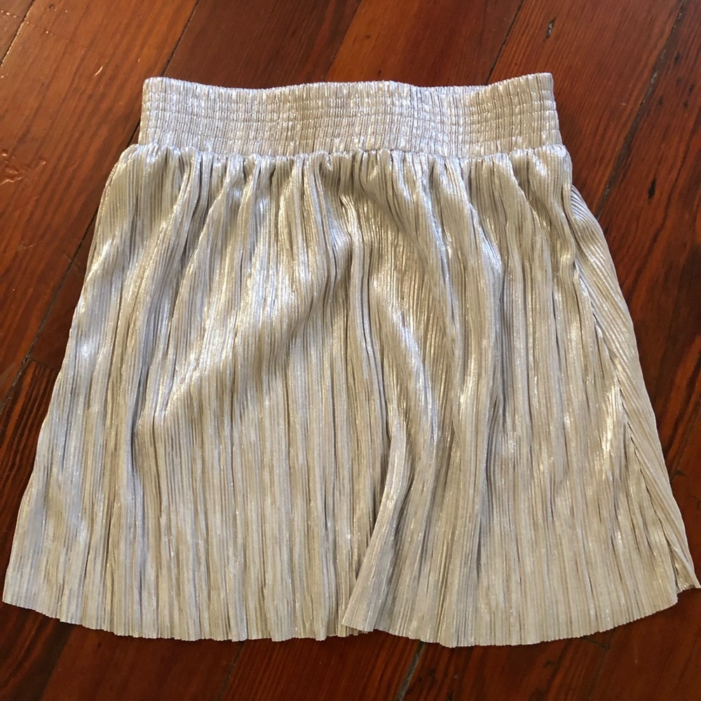 NWOT Topshop Silver Pleated Mini Skirt 2 XS Petite